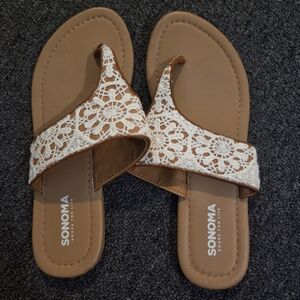 Sonoma Women's Crochet Sandals - Tan and Cream